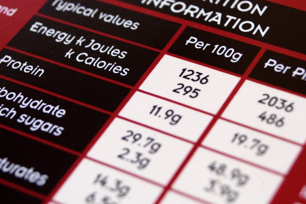 Poprawna etykieta produktu z kodem kreskowym i informacjami logistycznymi do identyfikacji towaru w systemach sprzedaży, oraz informacją o składzie i zawartości